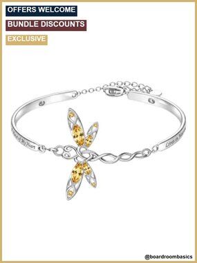 Dragonfly Birthstone Bangle Memorial Bracelet Silver Plated Gift for Women